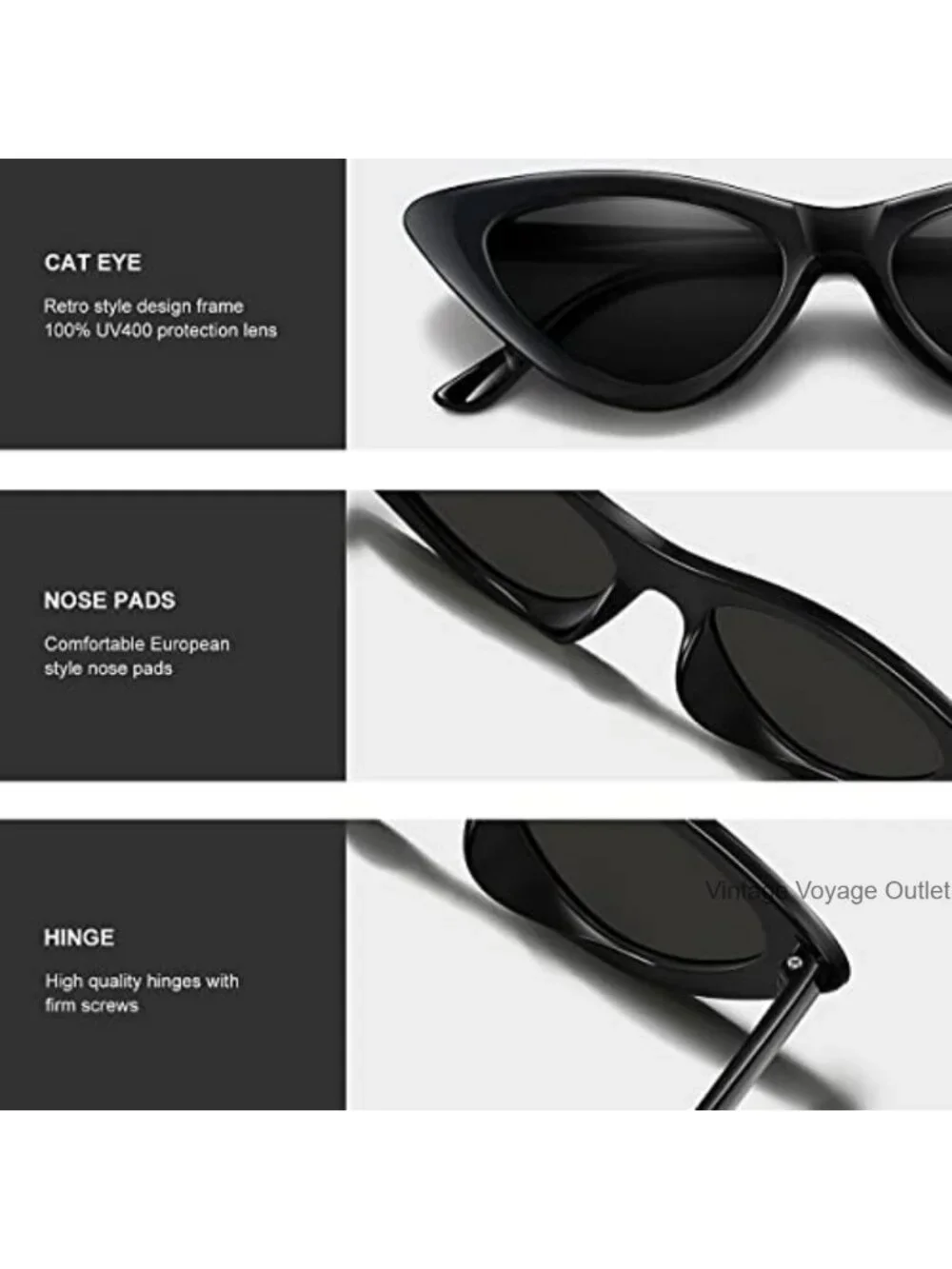 Vintage Cat Eye Sunglasses Women Retro Narrow Cateye UV400 Protection Plastic